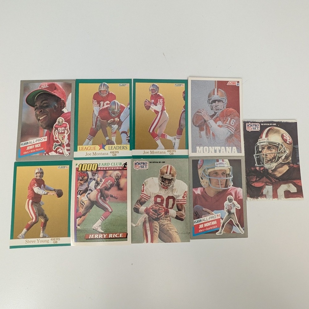 San Francisco 49ers Joe Montana Jerry Rice Steve Young Card Lot Score Pro Set